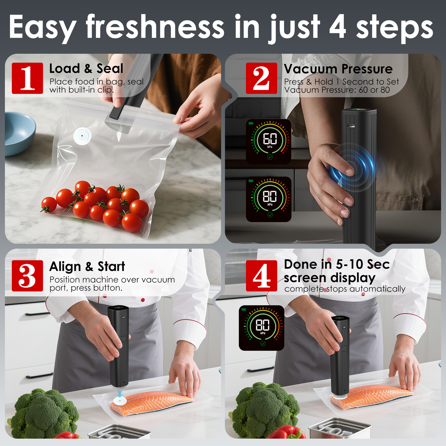 Elxis Vacuum Sealer + 30 Reusable Zipper Bags