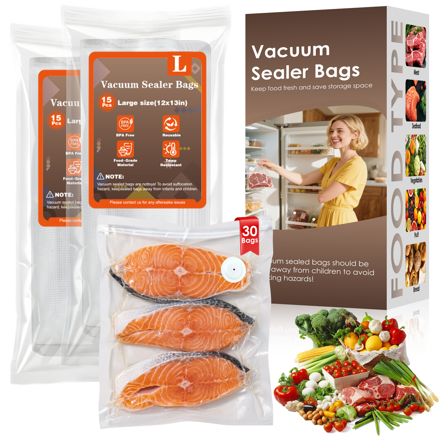 Elxis Vacuum Sealer + 30 Reusable Zipper Bags