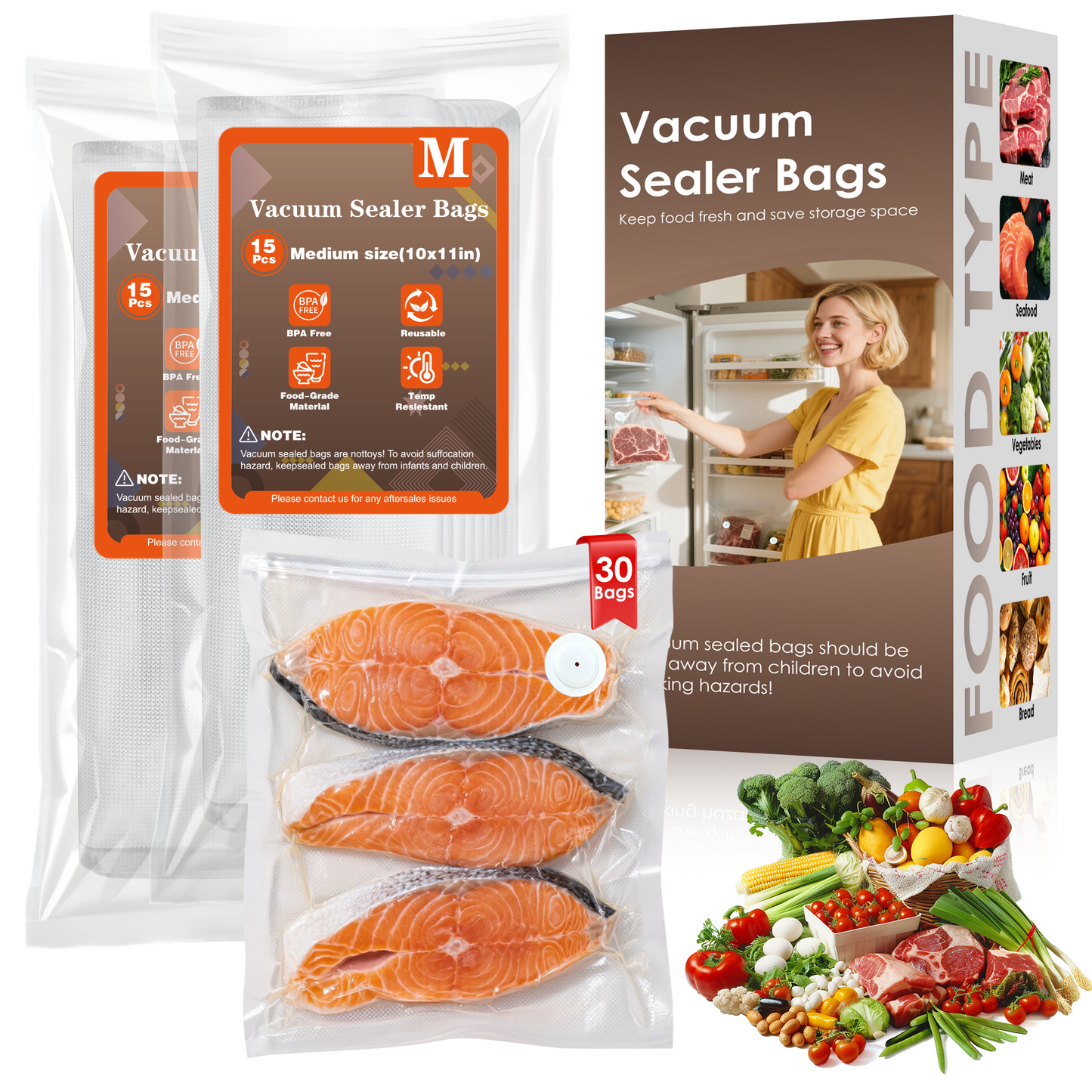 Elxis Vacuum Sealer + 30 Reusable Zipper Bags